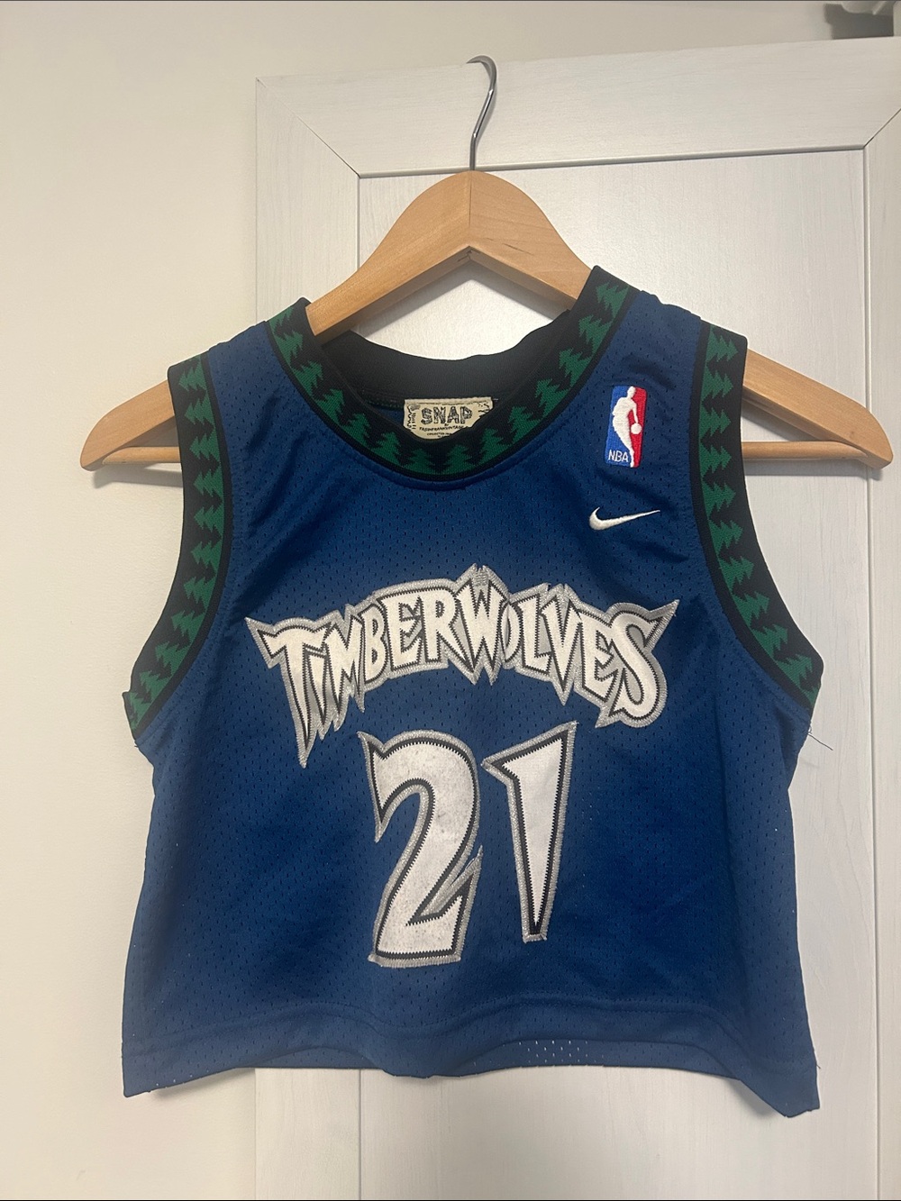 Nike Timberwolves Blue Crop Basketball Jersey - #21 GARNETT